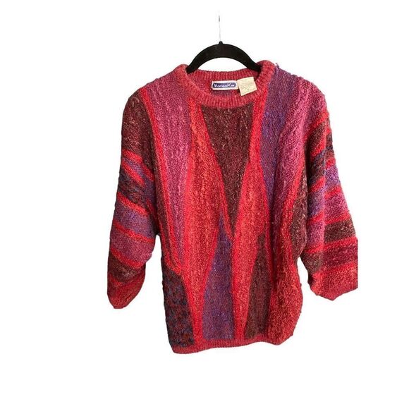 Mariea Kim vintage 80s women’s multi colored long sleeve sweater med - Picture 1 of 4